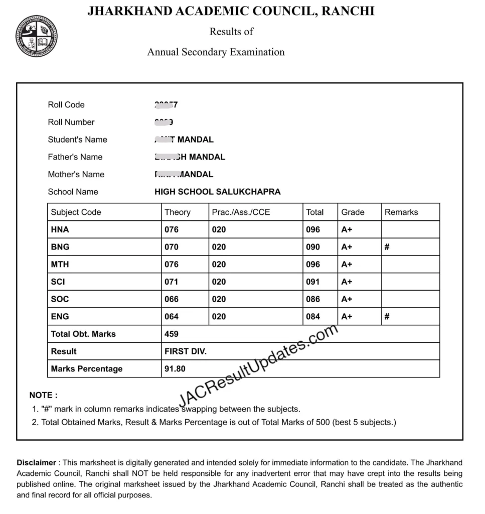 JAC Result 2026 PDF